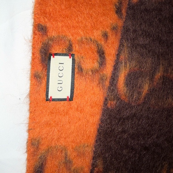 Gucci Vibrant Orange and Rich Brown Alpaca Scarf - Picture 4 of 8